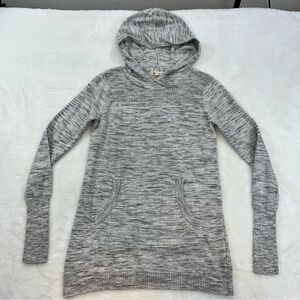 Anthropologie AKINI Knit Sweater Womens Sz XS Grey Cotton Hooded W/ Pocket